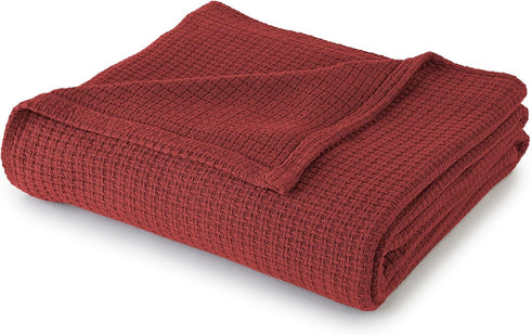 Sun Yin 100% Cotton Soft Cozy Twin Blanket, Burgundy, Wine...