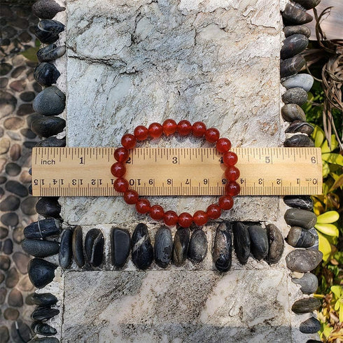 chengmu 8mm Red Agate Stretch Bracelet for Women Natural Round Beads Semi Gemstone for Crystal Elastic Beaded Bracelet 7.5"...