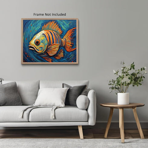 Posterizer 1 pcs- Abstract print of an orange fish in the sea-Art for Animal Lovers-Abstract & Modern Art- Gift for Men Women Entrepreneur -Decor ...