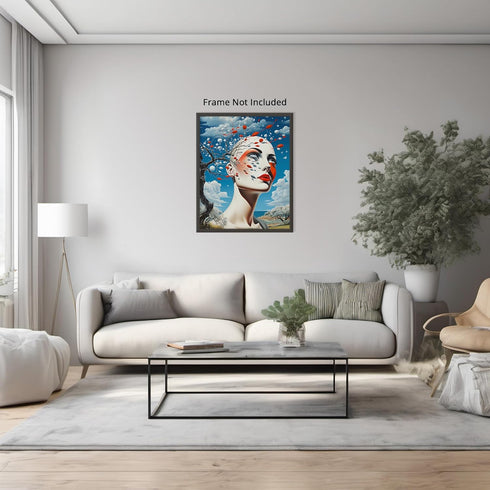 Posterizer 1 pcs-futuristic art- womans head in the clouds-Abstract & Modern Art-Fantasy & Fiction Art-Gift for Art Lovers-Decor for Home & Office...