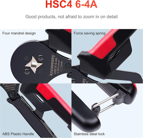 Knoweasy Ferrule Crimping Tool, Mini Ferrule Crimp Tool for 0.08-6.0mm²/AWG28-10, Professional Wire Ferrule Crimper for Electrical Terminals, Hand...