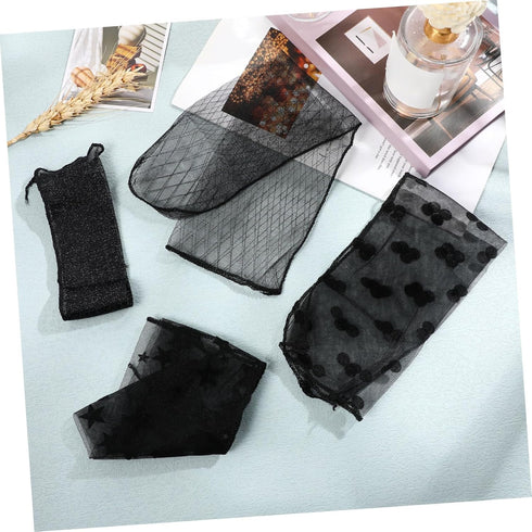 BESTOYARD 4 Pairs Women Ankle High Socks Sheer Slouch Socks Transparent Lace Socks, Black, Medium...