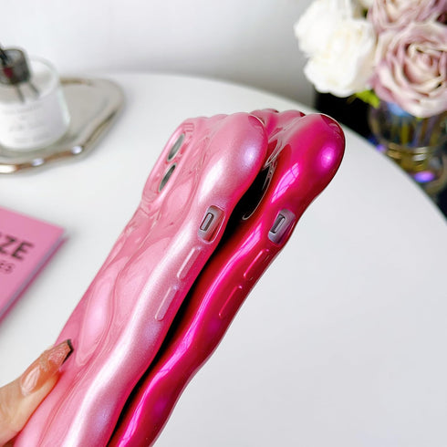 Qokey for iPhone 15 Pro Max Case,Bling Glitter Cute Curly Wavy Design Laser 3D Stone Pattern Shockproof Camera Lens Protection Compatible for iPho...