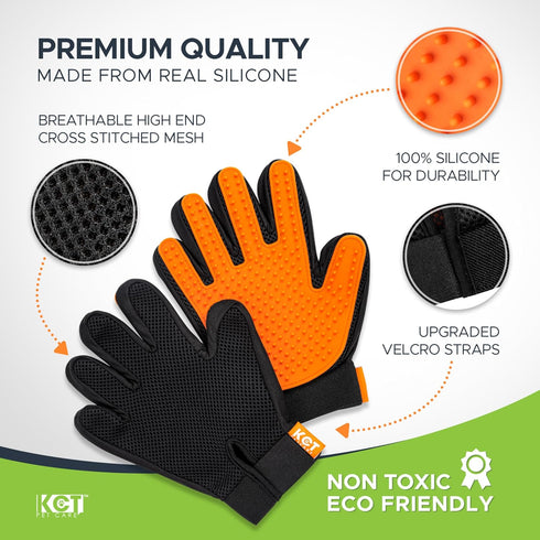 Pet Grooming Gloves - Gentle Deshedding and Washing Glove - Cat Grooming Glove - Dog Grooming Gloves - 260 Silicone Tips Per Dog Brush Gloves for ...