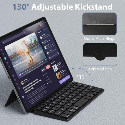 Doohoeek Universal Bluetooth Keyboard for Samsung Galaxy Z Fold, iPads, Tablets and Phones, Dual Bluetooth Mini Keyboard with Any-Angle Kickstand ...
