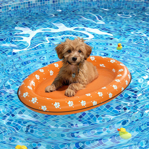 Pet Soft Dog Float Raft - Inflatable Dog Swimming Float for Summer (Small, Orange)...