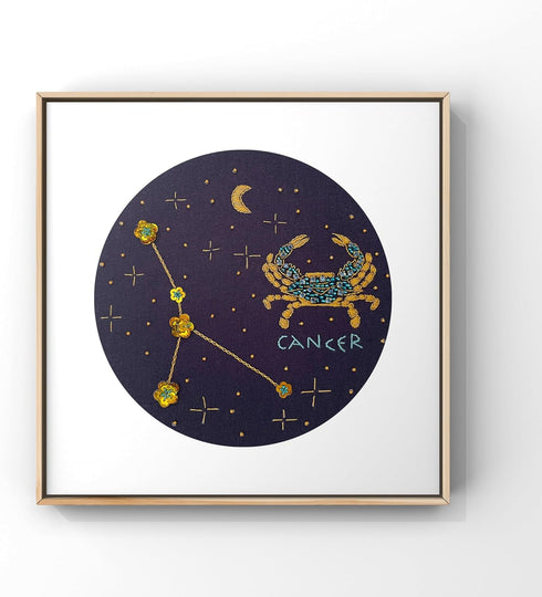 mozhijing constellation Embroidery Kit for Adults with Stamped Pattern, Round Beads for Embroidery DIY Crafting,Cross Stitch Beginner Kits with Fr...