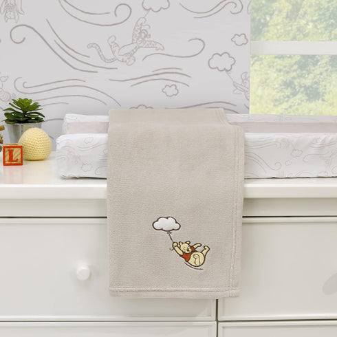Disney Winnie The Pooh - Blustery Day Grey Cloud Super Soft Baby Blanket with Applique...