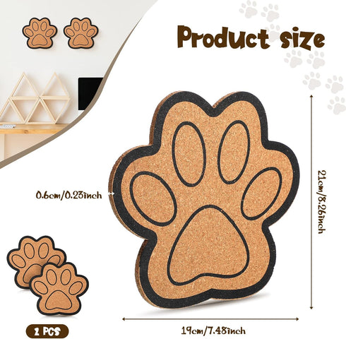 Decorative Cork Bulletin Board for Walls Memo Bulletin Pin Board Dog Paw Shape Bulletin Cork Board for Office Home Kitchen (2 Pieces)...