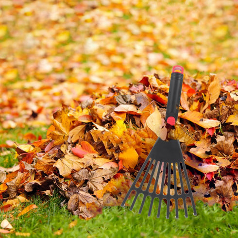 Lawn Rake Head Hand Rake Garden Tool, 2PCS Plastic Hand Rake Soil Tiller with Ergonomic Handle, Small Rake for Leaves, Gardening, Cultivating, Loo...