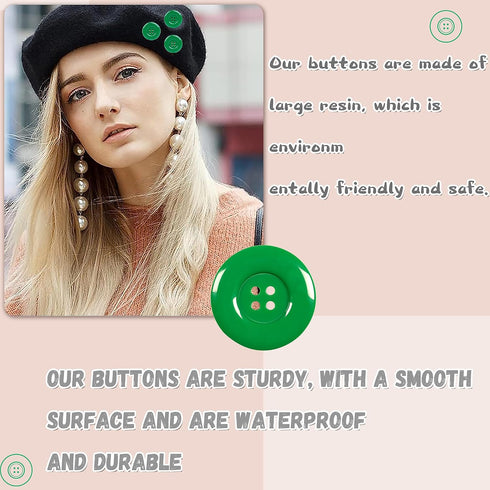 YAKA 50pcs 4 Holes Round Sewing Resin Buttons1.5inch/38mm in Bulk for Environmental Sewing Fasteners Scrapbooking DIY Sewing Tailor Crafts Coats C...