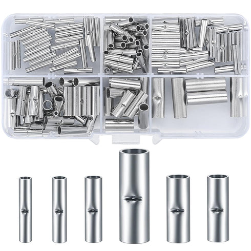 120 Pcs Non Insulated Butt Connectors, Uninsulated Butt Splice Connectors, 22-16 Gauge Electrical Wire Seamless Connectors Crimp Ferrule Terminals...