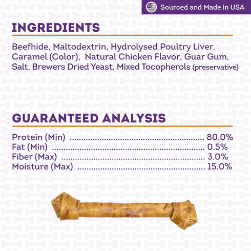 USA Beefhide Bones 15-17" Dog Chew Treats - Chicken Flavor, 1 Count/1 Pack...