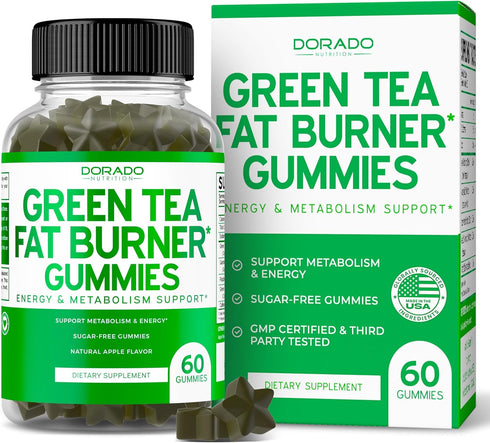 Green Tea Fat Burner Weight Loss Gummies (60 Count) Fat Burner Women - Appetite Suppressant for Weight Loss Women - Belly Fat Burner for Men - Wei...