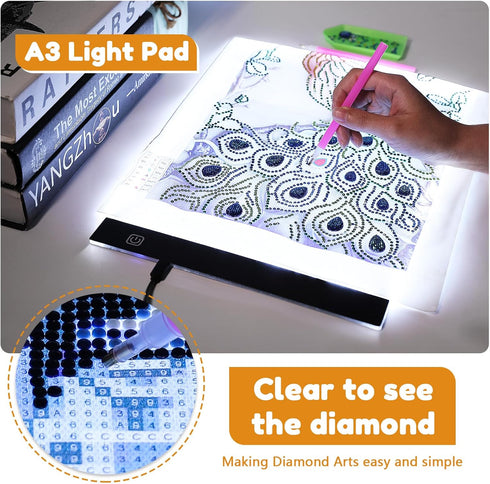 Guiseapue A4 Light Board for Diamond Art, Light Table Tracing Light Box, Ultra-Thin Light Pad for Painting, Drawing, Tattoo, Weeding Vinyl, Sketch...