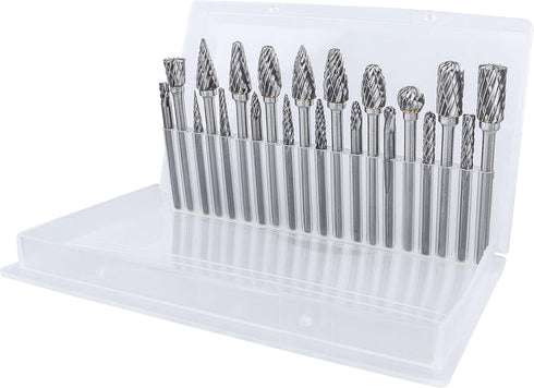 Yakamoz 20Pcs 3mm (1/8") Shank Carbide Burr Set, 3mm & 6mm Double Cut Rotary Files Burrs Die Grinder Bits Burs DIY Woodworking Tool for Wood Metal...