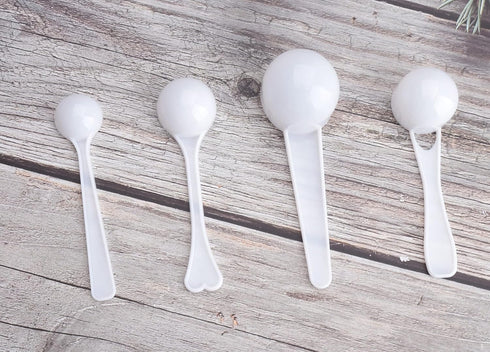 Sowaka 4 Pcs Measuring Spoons 1g 3g 5g 10g Plastic Teaspoon Tablespoon for Accurate Measure Coffee Protein Milk Scoops Spoon Home Kitchen Measurin...