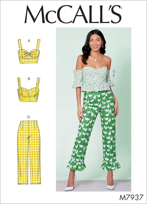 McCall's Patterns McCall's Women's Pants, Crop Tank, Shoulder Top, Sizes 6-14 Sewing Pattern, White...