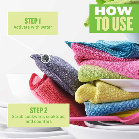 E-Cloth 2-Pack Non-Scratch Scrubbing Pads, Microfiber Scrubber and Dish Sponge, Ideal for a Streak-Free Clean Grill, Cast Iron and Dishes, Washabl...