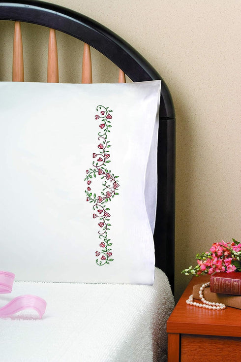 Tobin Stamped Pillowcases, Heart Vine, 20" x 30" Embroidery Kit...