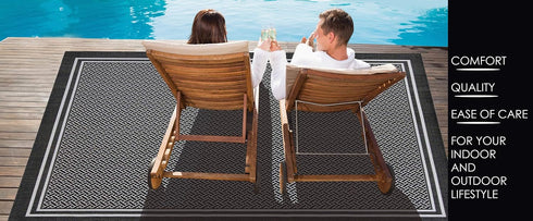 Gertmenian Indoor Outdoor Classic Flatweave Area Rug, Stain & UV Resistant Carpet, Deck, Patio, Poolside & Mudroom, 2x6 Ft Runner, Simple Border, ...