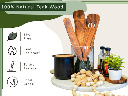 6Pcs Spurtle with Spoon Rest, Wooden Spatula Olive Green, Wooden Utensils for Cooking, Wooden Spatula, Wooden Kitchen Utensil Set, Spurtles Kitche...