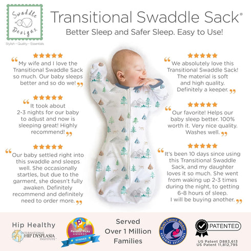 SwaddleDesigns Transitional Swaddle Sack, Arms Up Half-Length Sleeves & Mitten Cuffs, Swaddle for Newborn Transition to Baby Sleep Sack Wearable B...