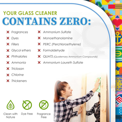 Natural Glass Cleaner Spray- Removes Dirt & Debris for Sparkling Clean Windows & Glass Surfaces at Home, Office & Garage, Includes: 1 Refillable E...