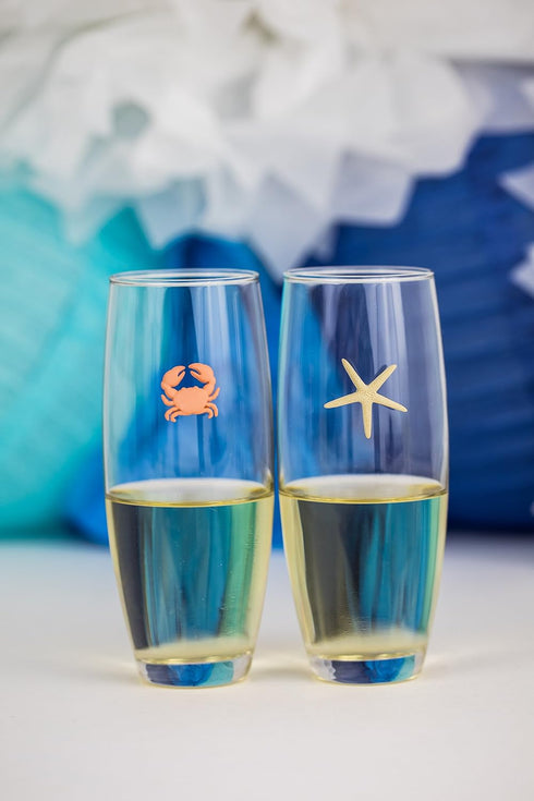 Beach Wine Charms Magnetic Glass Markers Set of 6 Tropical Summer Charms...