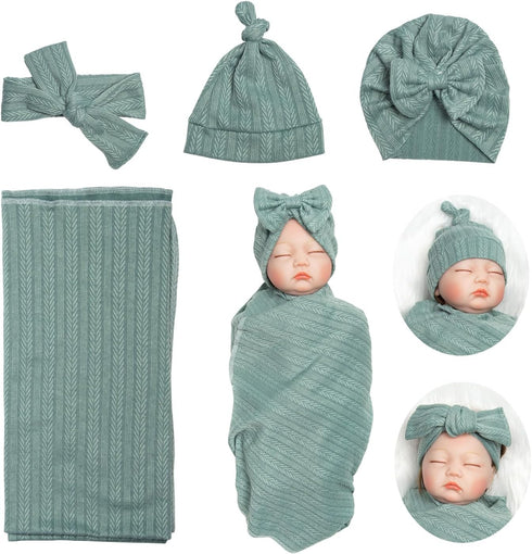 Reborn Baby Dolls Clothes Swaddle Blanket Set High Flexibility Blanket Fit 17-22 Inches Reborn Dolls Girl Fake Baby Clothes Accessories 4 Pieces o...