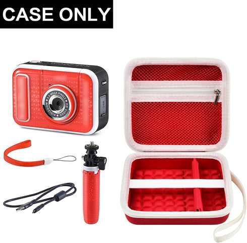 Kid Toy Camera Case for VTech Kidizoom Creator Cam Video Camera, Hard Travel Carrying Storage with Accessories Pocket - Red...