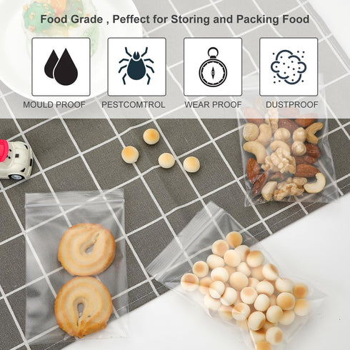 3''x 5'', (Pack of 100) 2 mil Thick Clear Plastic Reclosable Zip Poly Bags with Resealable Lock Seal Zipper for Photo, Jewelry, Bakery, Treats, Tr...