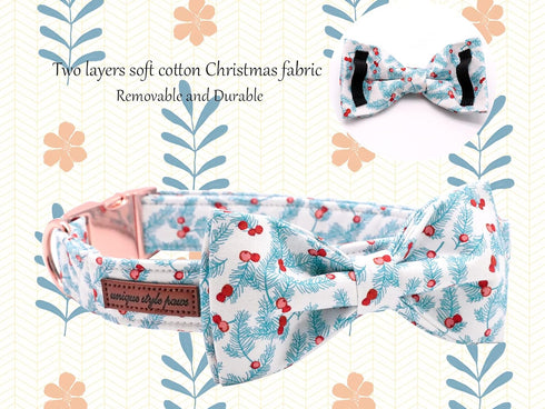 Unique style paws Christmas Dog Collar, Pet Collar Dog Bow tie Collar Gift for Girl or Boy Dogs, Adjustable Dog Collar for X-Large Dogs...