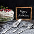 Happy 60th Birthday Personalized Laser-Engraved Stainless Steel Birthday Party Utensil Set - Cake Server, Spoon, and Fork for Mother Father Husban...