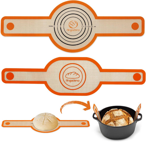 Silicone Bread Sling Oval and Round - Non-Stick & Easy Clean Reusable Oval Silicone Baking Mat for dutch oven. With Long Handles Sourdough Bread B...