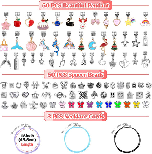 Lezmarket 208 Pcs Charm Bracelet Making Kit for Girls, Unicorn Mermaid Crafts Gifts Set, Charm Bracelets Jewelry Making Kit for 8-12 Age Girl Chri...