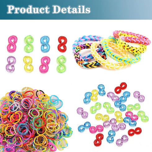 S Clips Rubber Band Clips 1000 Pieces Loom Rubber Band Clips Plastic Band Clips Connectors Refills Bracelet Kit Clip for Loom Bracelets DIY Making...