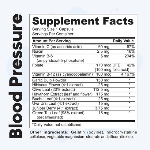 Blood Pressure Support Supplement with Garlic, Hibiscus, and Hawthorn - Supports Cardiac Health and Circulation, Healthy Heart-Supporting Herbs an...