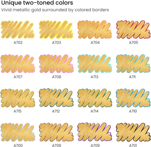 Arteza Double Outline Markers, 16 Colours, Gold Marker Pens, Create Metallic Lines with Vivid Colour Outlines, Work on Cards, Paper, and Canvas...
