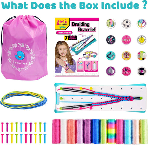 Friendship Bracelet Making Kit for Girls, DIY Braided Rope Kids Jewelry Making Kit Craft Toys for 6 7 8 9 10 11 12 Years Girls, Travel Activity Se...
