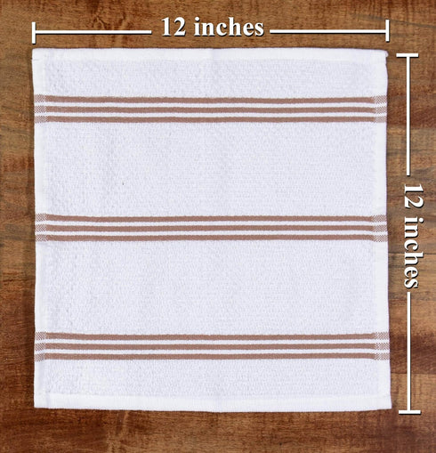 Sticky Toffee Cotton Dishcloths Set of 8 – Brown and White Dish Towels 12x12 in, Reusable and Absorbent Tea Towels for Cleaning or Drying, Oeko-Te...