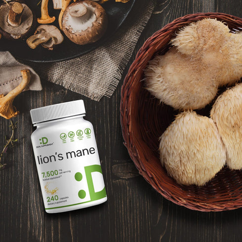 Lions Mane Mushroom Supplement, 7,500*mg Per Serving, 240* Capsules – Active Fruiting Body & Mycelium 10:1 Extract – Natural Brain Nootropic & Imm...