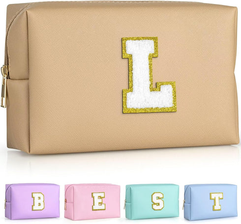 Personalized Birthday Gifts for Women, Preppy Patch Makeup Bag, Chenille Letter Pouch Cosmetic Bag, Travel Organizer, Christmas Gifts for Friends,...