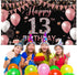 13th Birthday Decorations Backdrop Banner, Happy 13th Birthday Decoration for Girls, Rose Gold Birthday Photography Background, 13 Year Old Birthd...