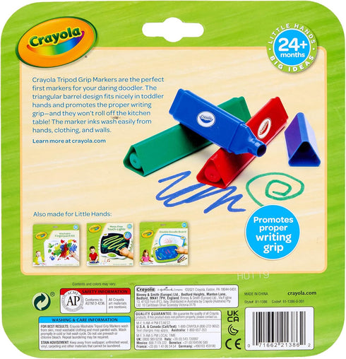 Crayola My First, Tripod Washable Markers for Toddlers, 8ct...