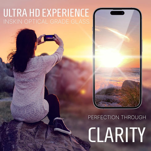 Inskin Tempered Glass Screen Protector for iPhone 14 Pro Max 6.7 inch - Ultimate 2+2 Bundle with Camera Lens Guard and Auto Alignment Tray - Ultra...