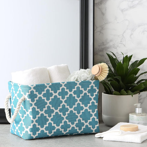 DII Polyester Container with Handles, Lattice Storage Bin, Small, Storm Blue...