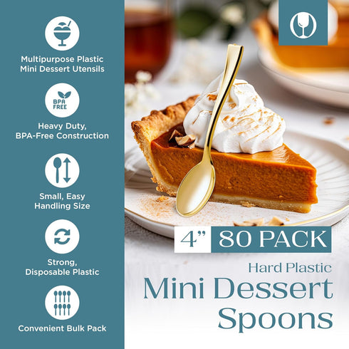 Posh Setting Plastic Mini Gold Spoons, 4 inch Gold Dessert Spoon Disposable, Small Plastic Spoons for Dessert, Tiny Little Appetizer Spoon Golden ...