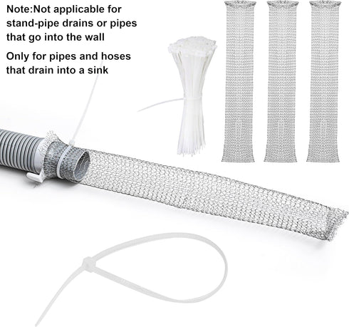 Washing Machine Lint Traps – 24-Pcs Washing Machine Lint Catcher with Cable Ties – Rust-Proof Stainless Steel Mesh Washer Lint Catcher – Drain Hos...