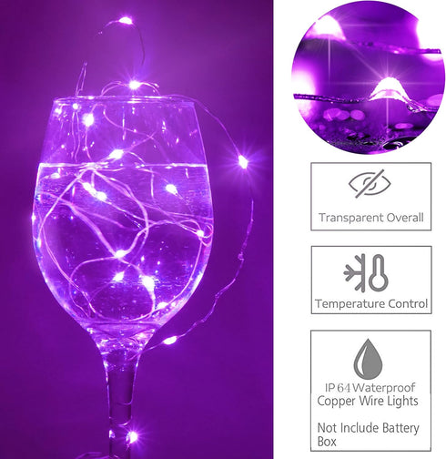 15 Packs 20 Led Purple Fairy Lights Battery Operated 6.6ft Silver String Lights Waterproof Firefly Starry Light for DIY Table Centerpieces Wedding...